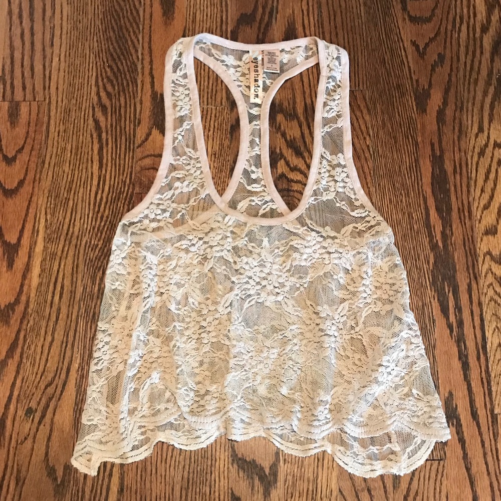 Tan Lace Racerback Tank-sz XS